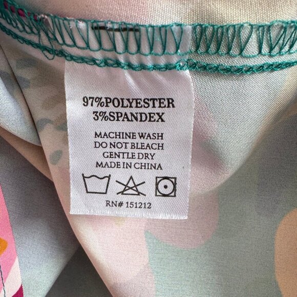 Michelle McDowell Floral Ruffle Blouse Green Pink Orange Long Sleeve M - Picture 7 of 8